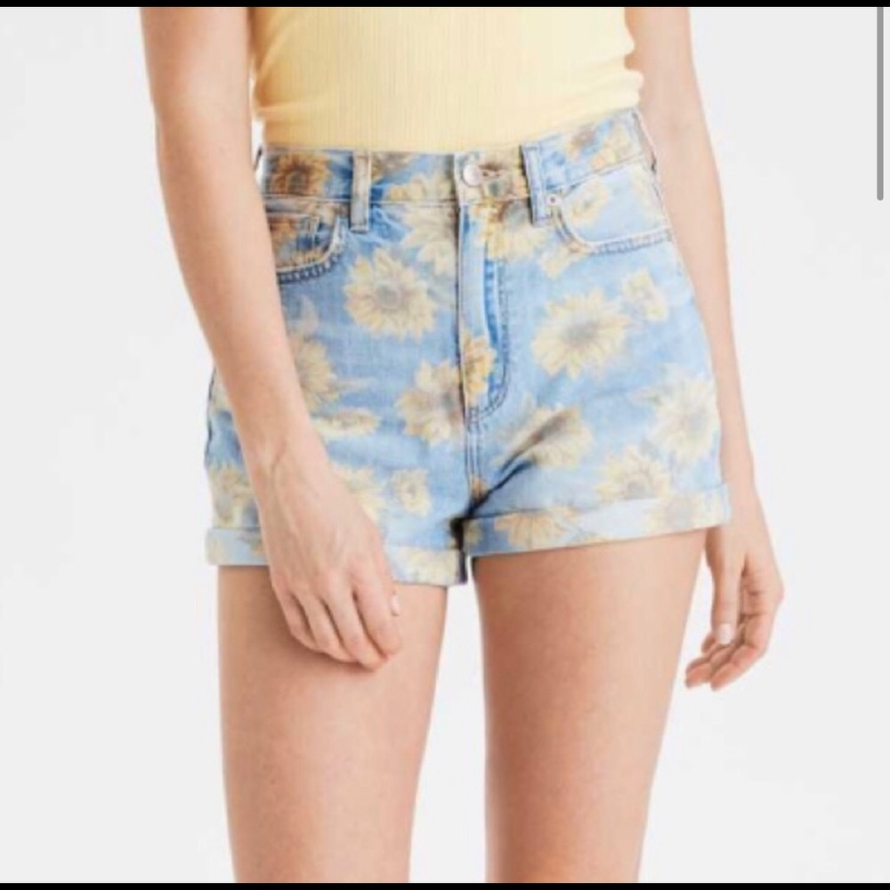 AE Sunflower Denim Mom Shorts